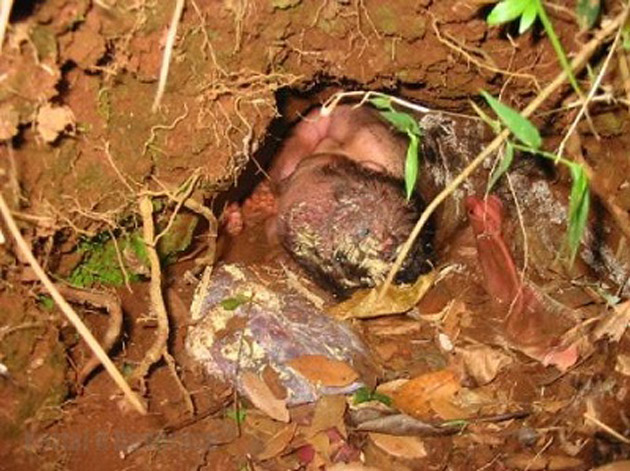 Bebê é encontrado vivo após ser enterrado pela mãe