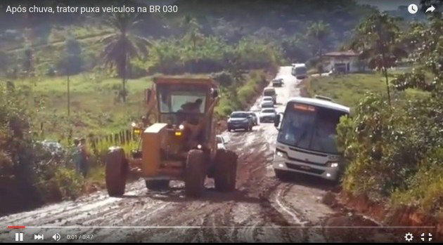 Vídeo: Leitores registram situação da BR 030 na Península de Maraú após as chuvas