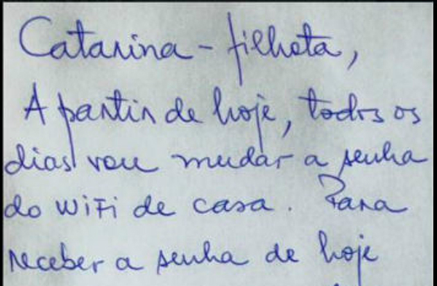 Bilhete de pai mudando senha do wifi para que filha faça as tarefas de casa viraliza