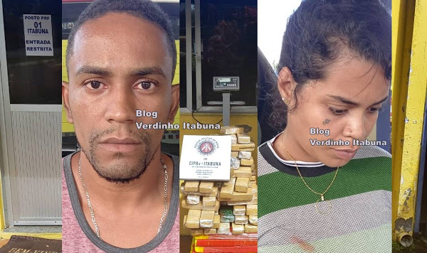 PRF e TOR apreendem mais de 84 kg de maconha na BR 101 em Itabuna, casal está preso